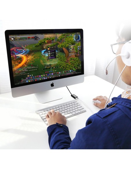 
Išorinės garso plokštės muzikos adapteris USB - 3.5mm mini jack kabelis 15cm juodas
