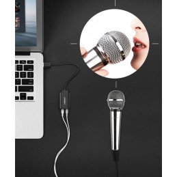 
Išorinės garso plokštės muzikos adapteris USB - 3.5mm mini jack kabelis 15cm juodas
