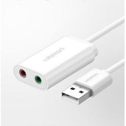 
Išorinės garso plokštės muzikos adapteris USB - 3.5mm mini jack kabelis 15cm juodas
