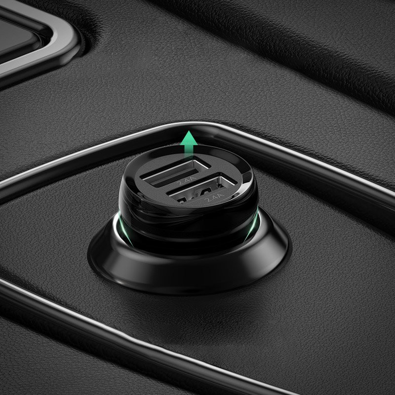 Automobilinis pakrovėjas 2x USB 24W 4.8A juodas