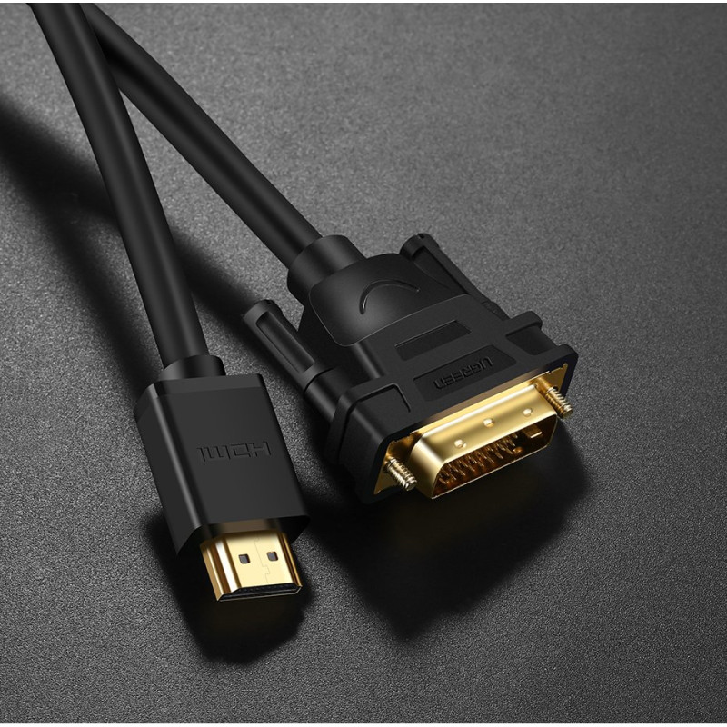 HDMI į DVI adapterio kabelis 4K 60Hz 30AWG 1m juodas