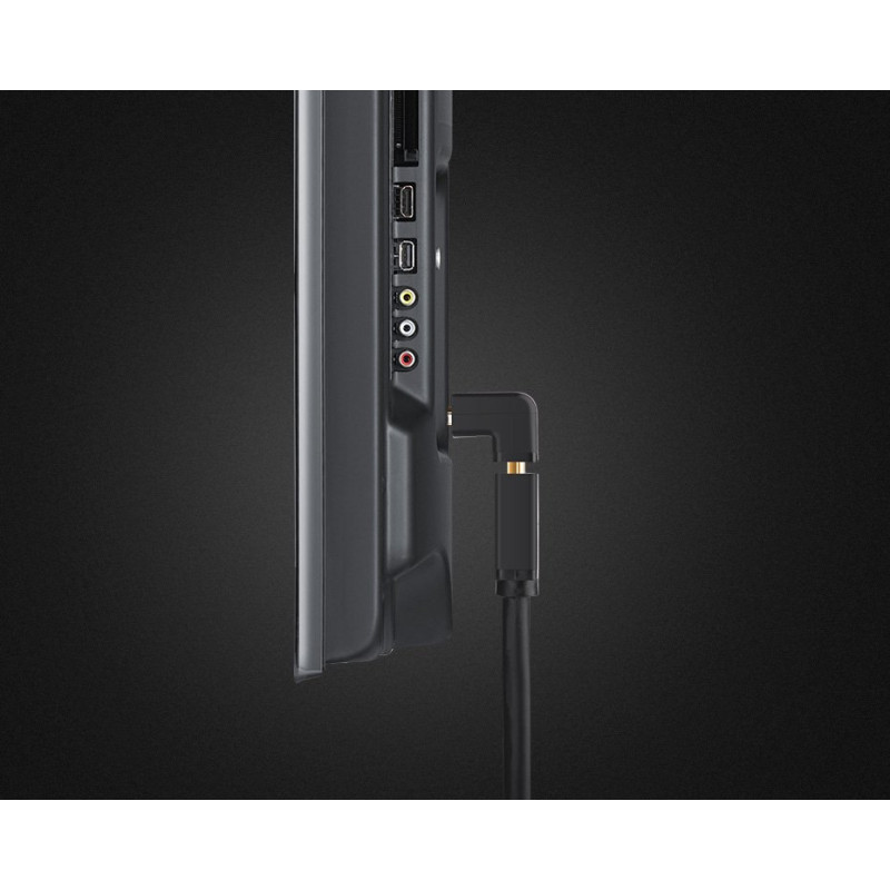 Kampinis kištukas HDMI kabeliui, juodas