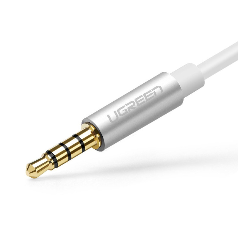 Ausinių skirstytuvas 3,5 mm mini AUX lizdas + stereo mikrofonas 20 cm sidabrinis