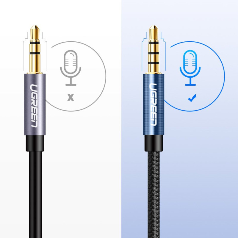 AUX ausinių prailginimo laidas 3,5 mm mini lizdas 1 m sidabro spalvos