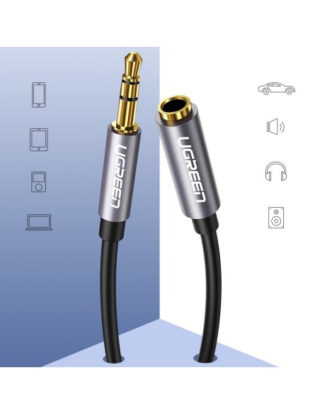 
AUX 3,5 mm mini lizdo ausinių prailginimo laidas, 3 m sidabrinis
