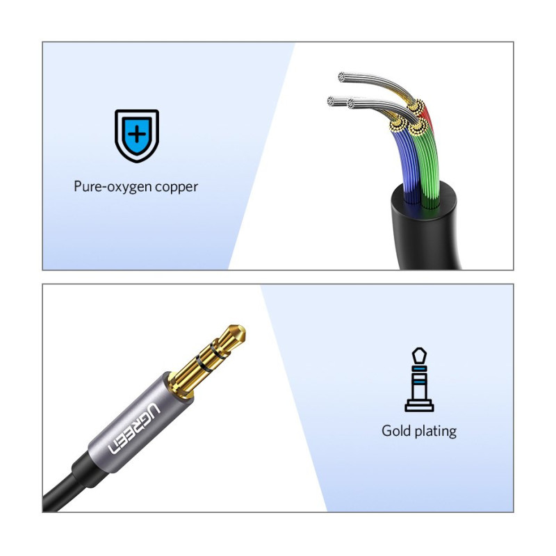 
AUX 3,5 mm mini lizdo ausinių prailginimo laidas, 3 m sidabrinis
