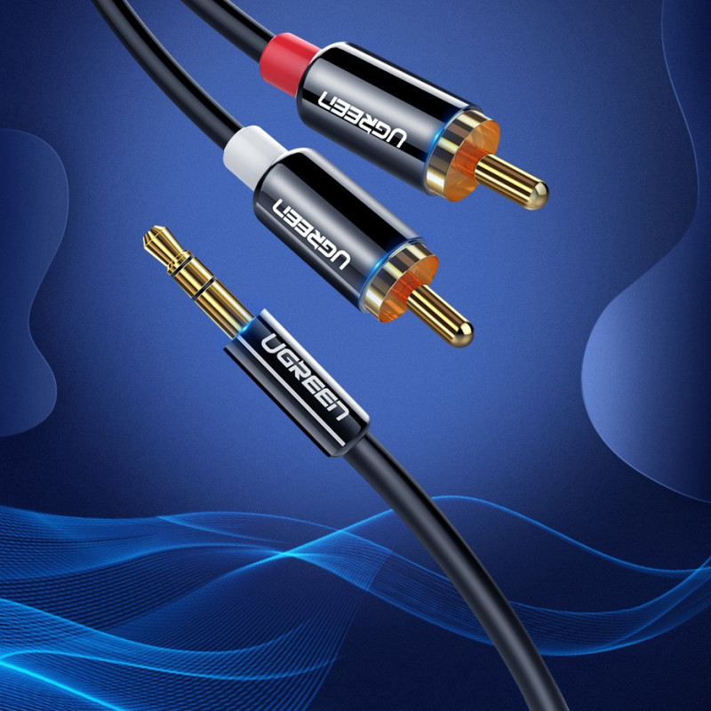 Kabelio garso kabelis 3,5 mm mini lizdas - 2RCA 3m juodas