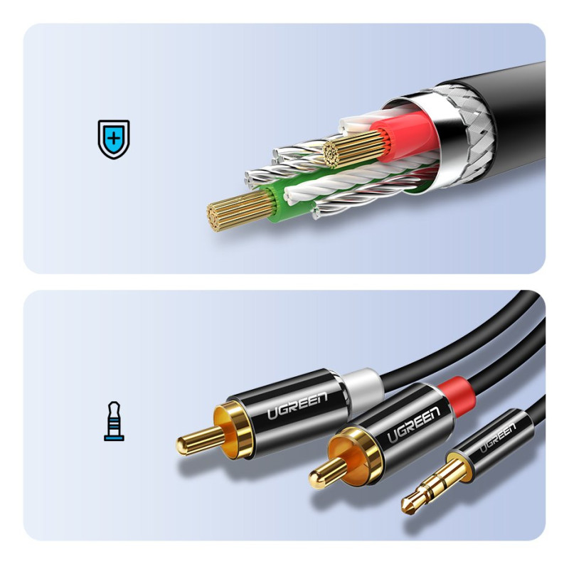 Kabelio garso kabelis 3,5 mm mini lizdas - 2RCA 3m juodas