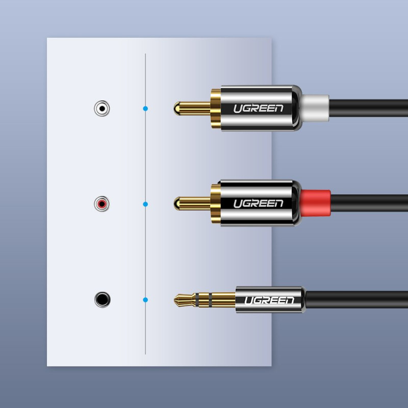Kabelio garso kabelis 3,5 mm mini lizdas - 2RCA 3m juodas