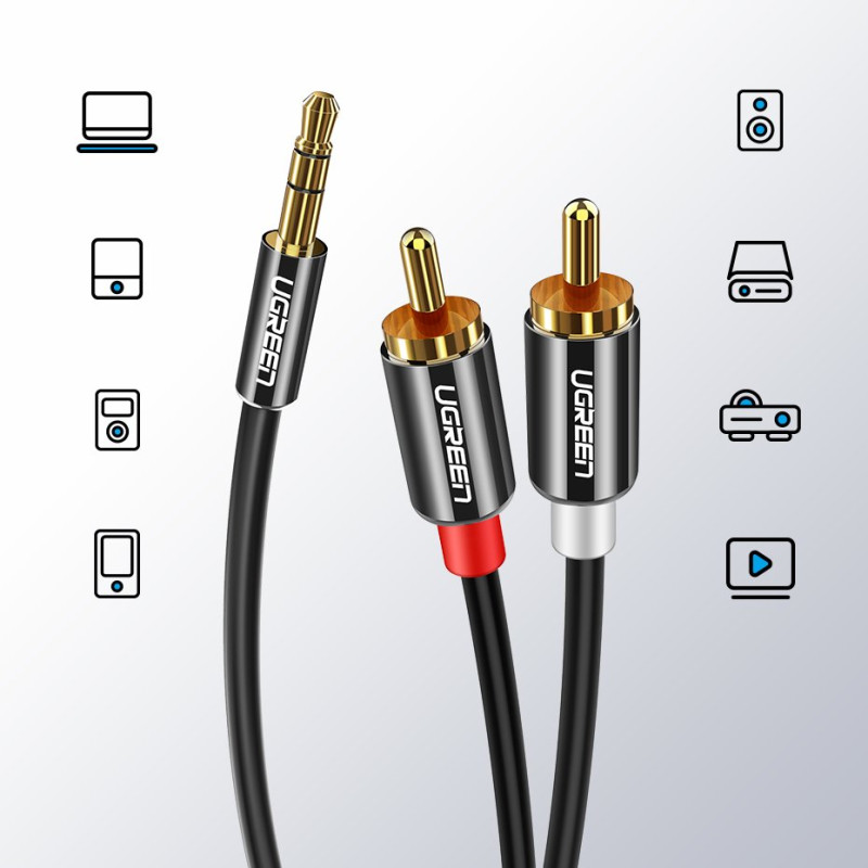 Kabelio garso kabelis 3,5 mm mini lizdas - 2RCA 3m juodas