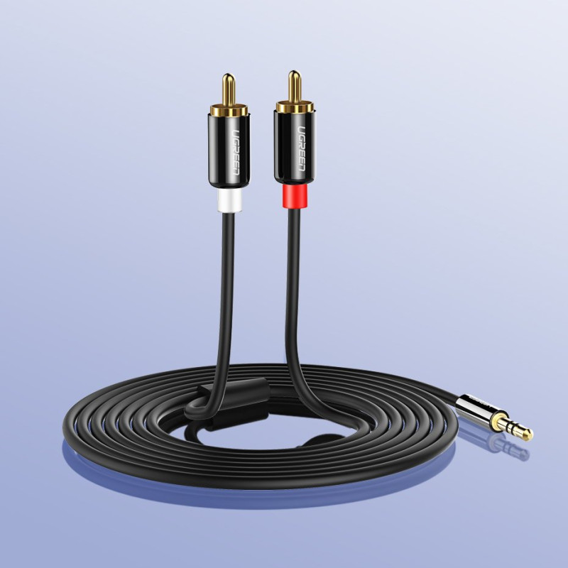 Kabelio garso kabelis 3,5 mm mini lizdas - 2RCA 3m juodas