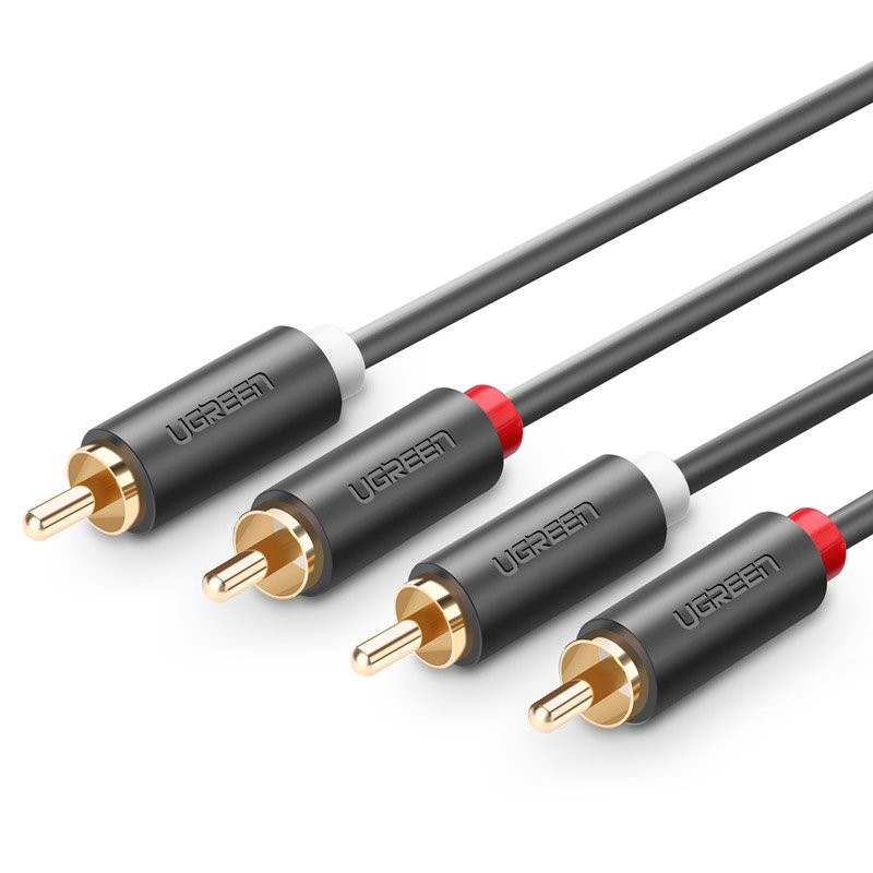Stereo garso ir vaizdo kabelis 2 RCA 2x Cinch 5m pilkas
