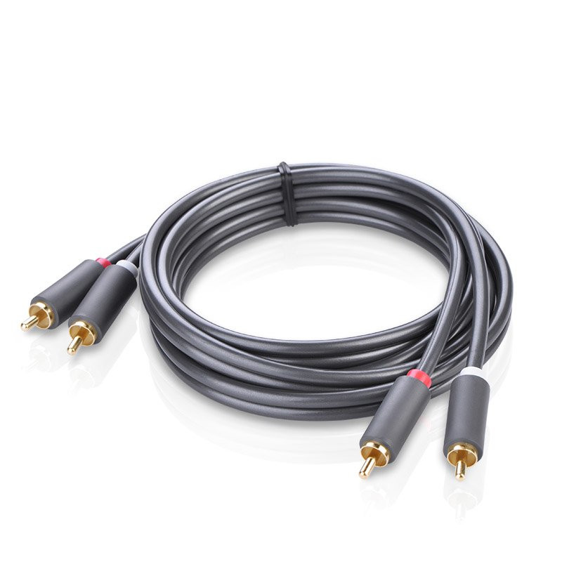 Stereo garso ir vaizdo kabelis 2 RCA 2x Cinch 5m pilkas