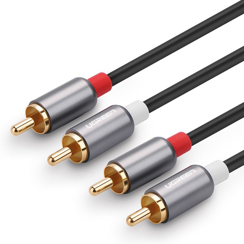 Stereo garso ir vaizdo kabelis 2 RCA 2x Cinch 5m pilkas