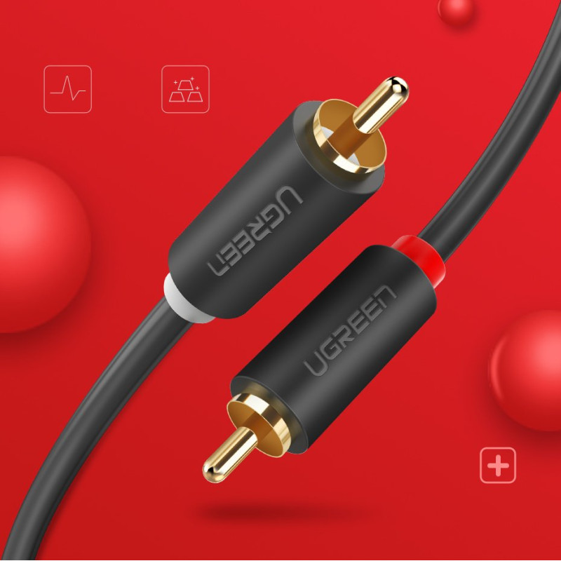 Stereo garso ir vaizdo kabelis 2 RCA 2x Cinch 5m pilkas