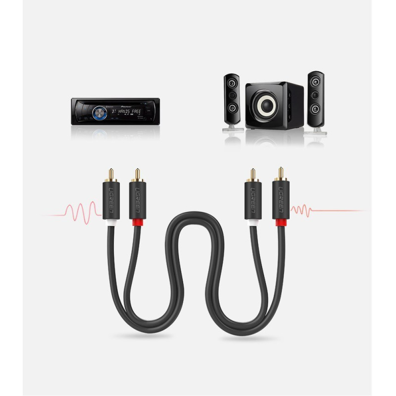 Stereo garso ir vaizdo kabelis 2 RCA 2x Cinch 5m pilkas