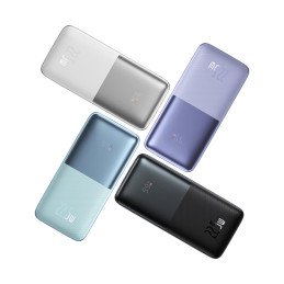 Bipow Pro maitinimo blokas 10000mAh 22,5W + USB laidas 3A 0,3m violetinė