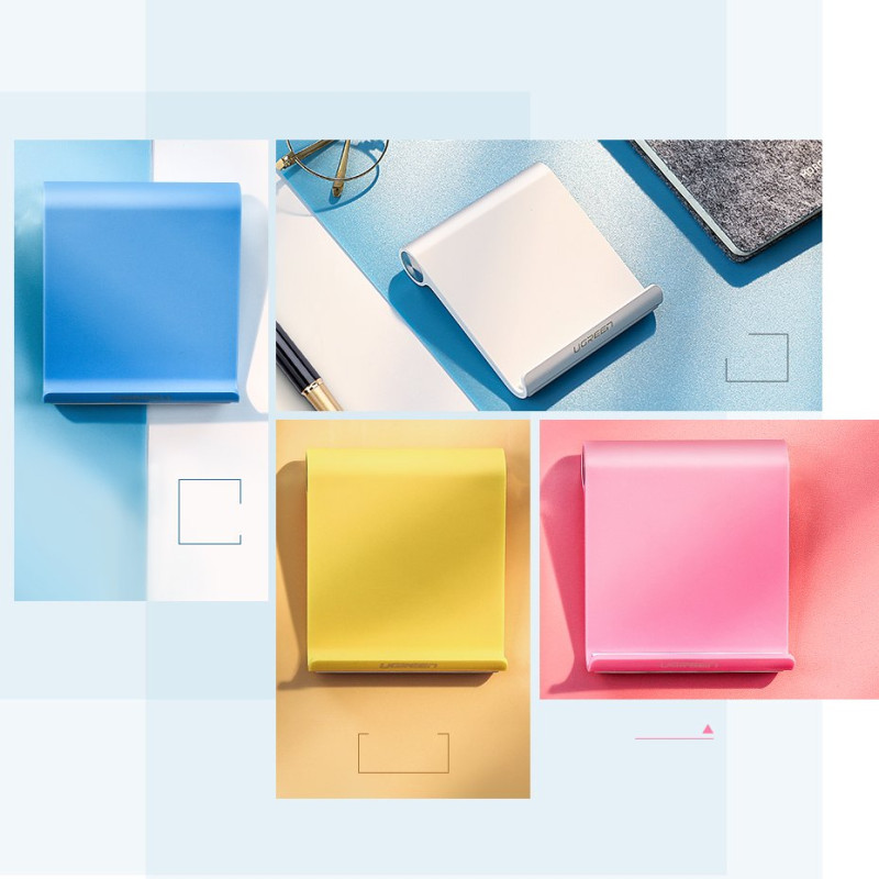 Reguliuojamas stalinis stovas telefonui, planšetei, baltas