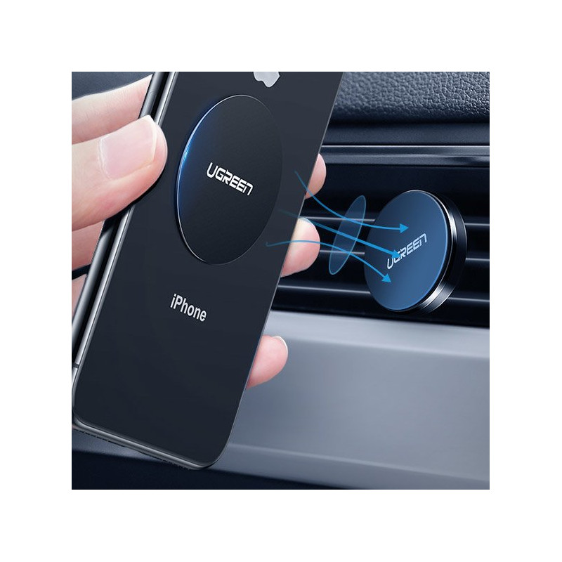 Metalinė plokštelė magnetiniams telefono laikikliams, išmanusis telefonas, juodas RINKINYS iš 2 vnt.
