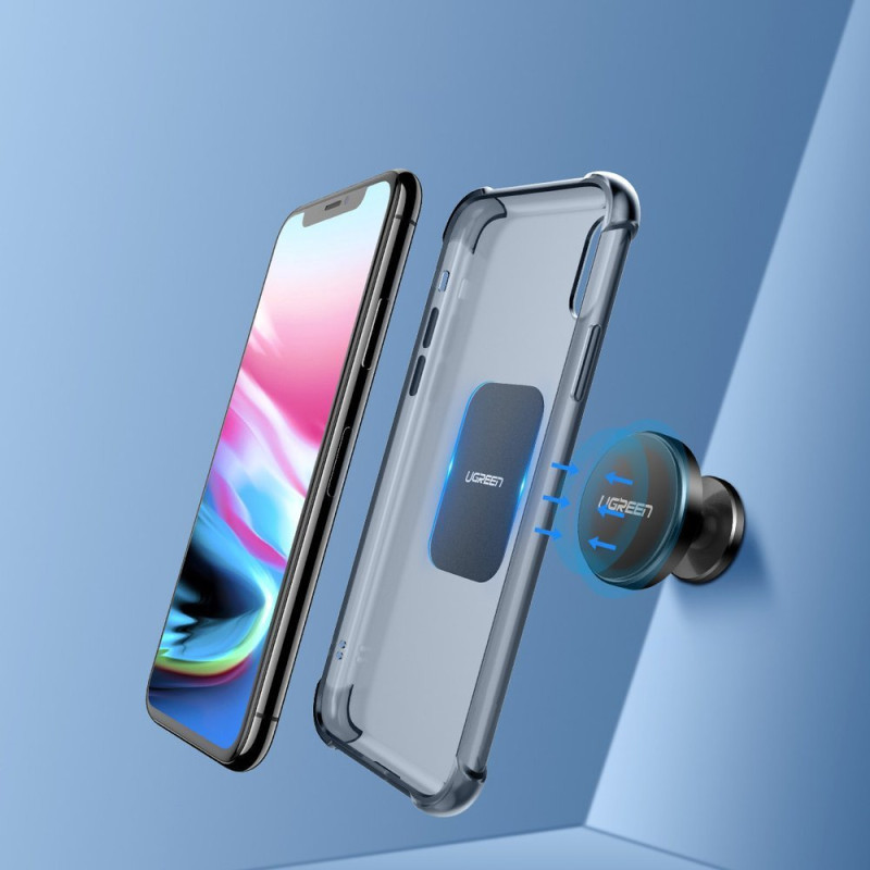 Metalinė plokštelė magnetiniams telefono laikikliams, išmanusis telefonas, juodas RINKINYS iš 2 vnt.