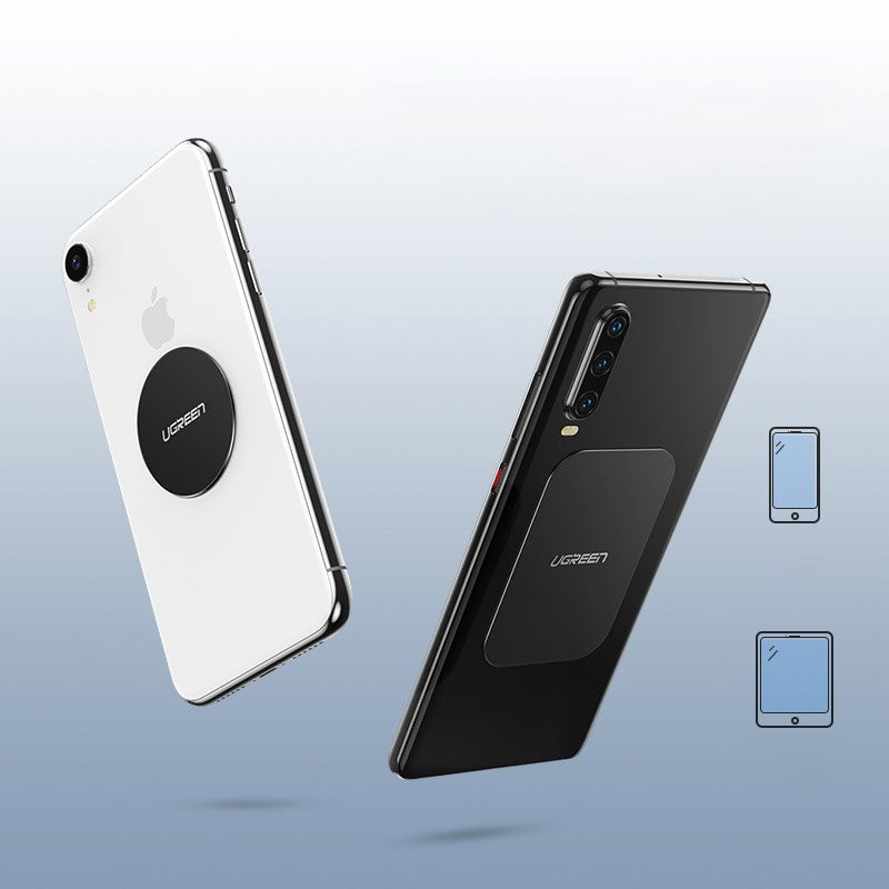 Metalinė plokštelė magnetiniams telefono laikikliams, išmanusis telefonas, juodas RINKINYS iš 2 vnt.