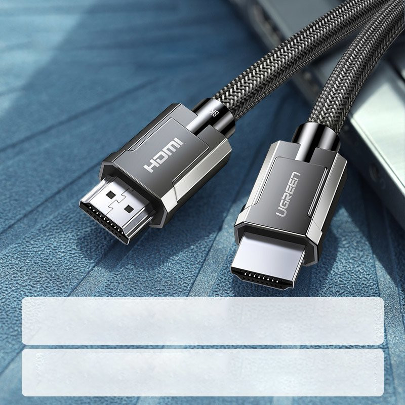 Kabelis HDMI 2.1 8K 4K 3D 48Gbps HDR VRR QMS ALLM eARC QFT 2m pilkas