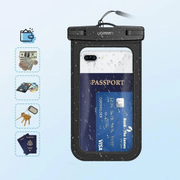 
Neperšlampamas dangtelis, telefono dėklas iki 6,0", skirtas baseinui, juodas
