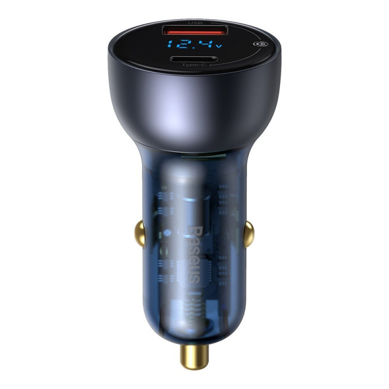 
USB automobilinis įkroviklis USB-C 65W 5A SCP QC PD LCD ekranas + USB-C laidas pilkas
