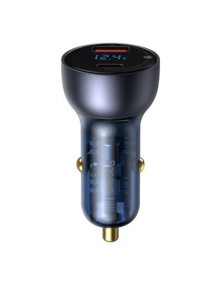 
USB automobilinis įkroviklis USB-C 65W 5A SCP QC PD LCD ekranas + USB-C laidas pilkas
