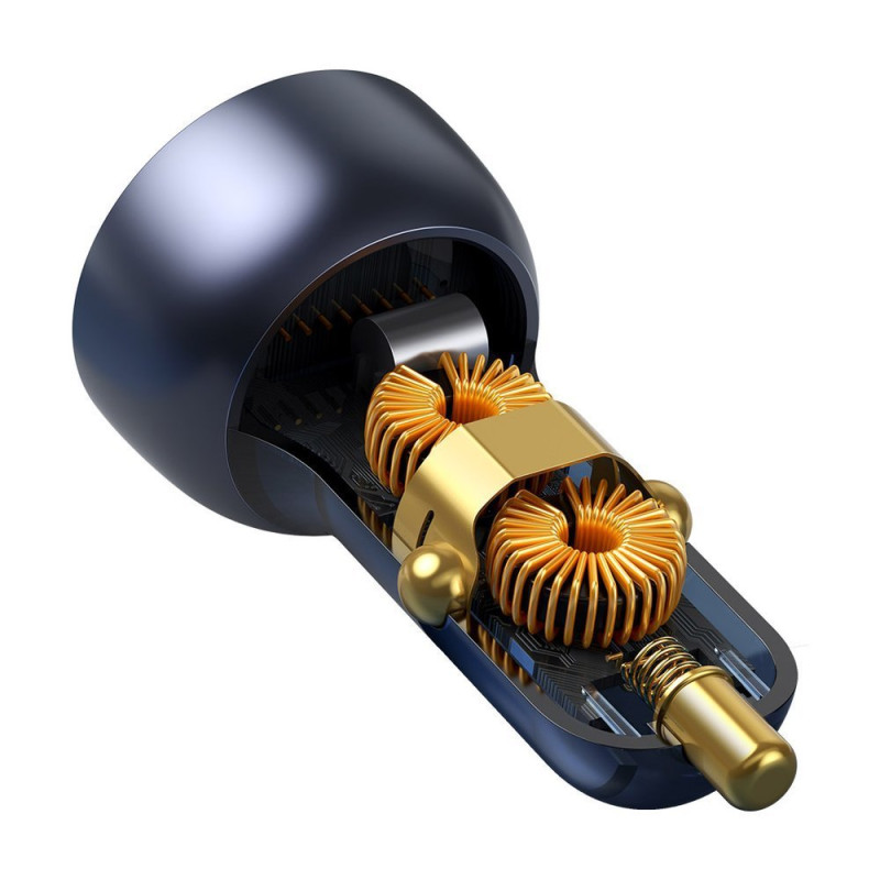 
USB automobilinis įkroviklis USB-C 65W 5A SCP QC PD LCD ekranas + USB-C laidas pilkas
