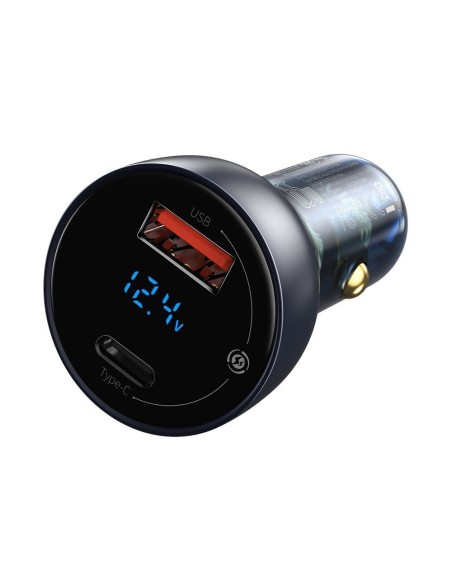 
USB automobilinis įkroviklis USB-C 65W 5A SCP QC PD LCD ekranas + USB-C laidas pilkas
