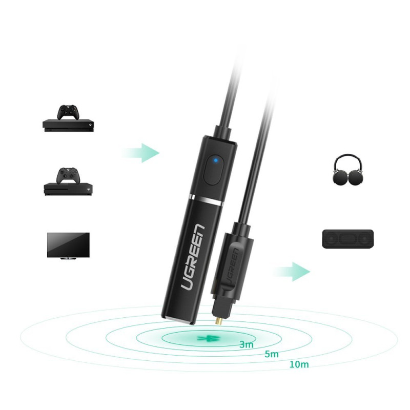 Bluetooth 4.2 siųstuvas, Toslink belaidis garso adapteris, juodas