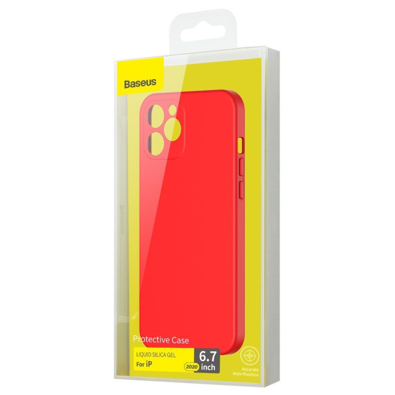 Lankstus gelio dėklas iPhone 12 Pro Max Liquid Silica Gel Case raudonas