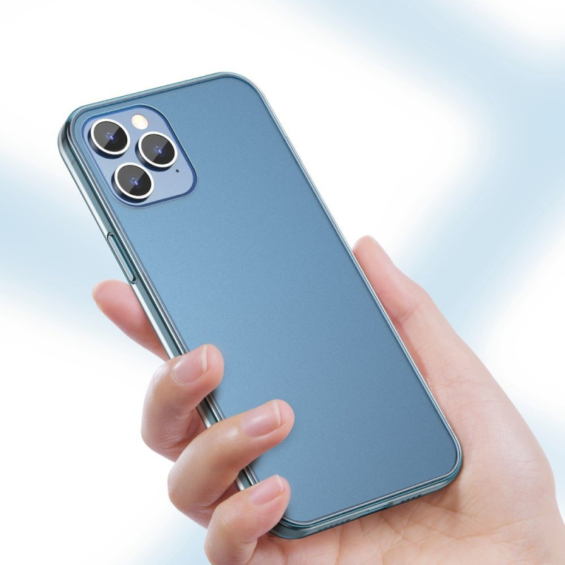 Tvirtas dėklas su lanksčiu rėmeliu, skirtas iPhone 12 Pro Max matinio stiklo dėklui, baltas