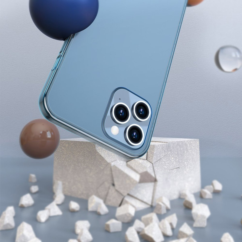 Tvirtas dėklas su lanksčiu rėmeliu, skirtas iPhone 12 Pro Max matinio stiklo dėklui, baltas