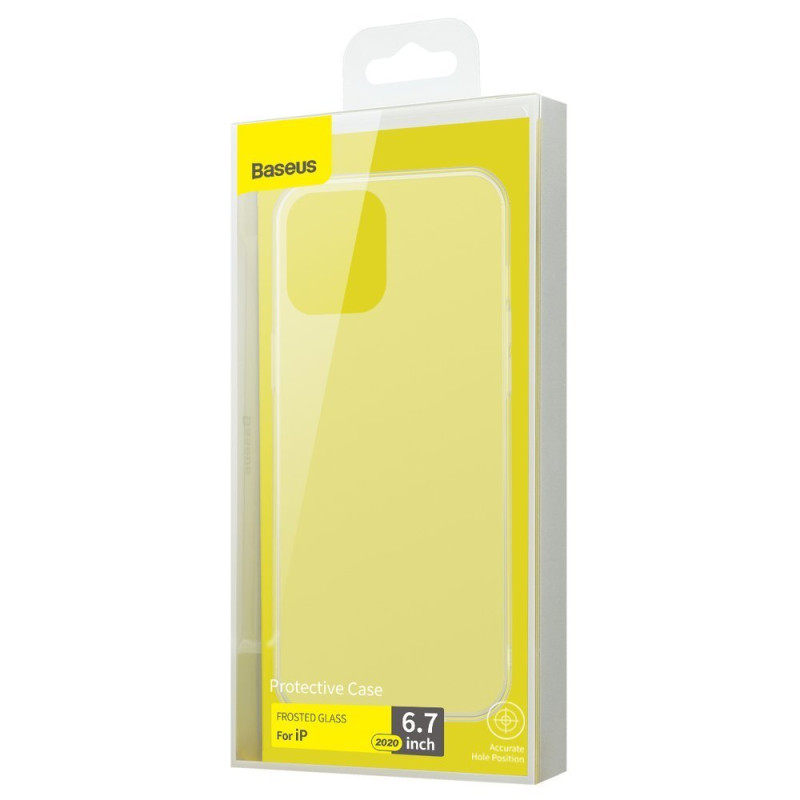 Tvirtas dėklas su lanksčiu rėmeliu, skirtas iPhone 12 Pro Max matinio stiklo dėklui, baltas