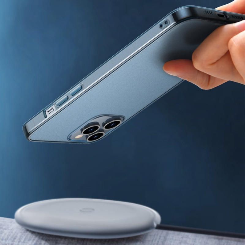 Tvirtas dėklas su lanksčiu rėmeliu, skirtas iPhone 12 Pro Max matinio stiklo dėklui, baltas
