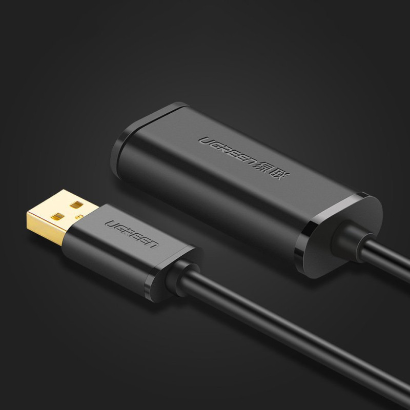 Prailginimo kabelis aktyvus USB 2.0 480Mbps 10m juodas