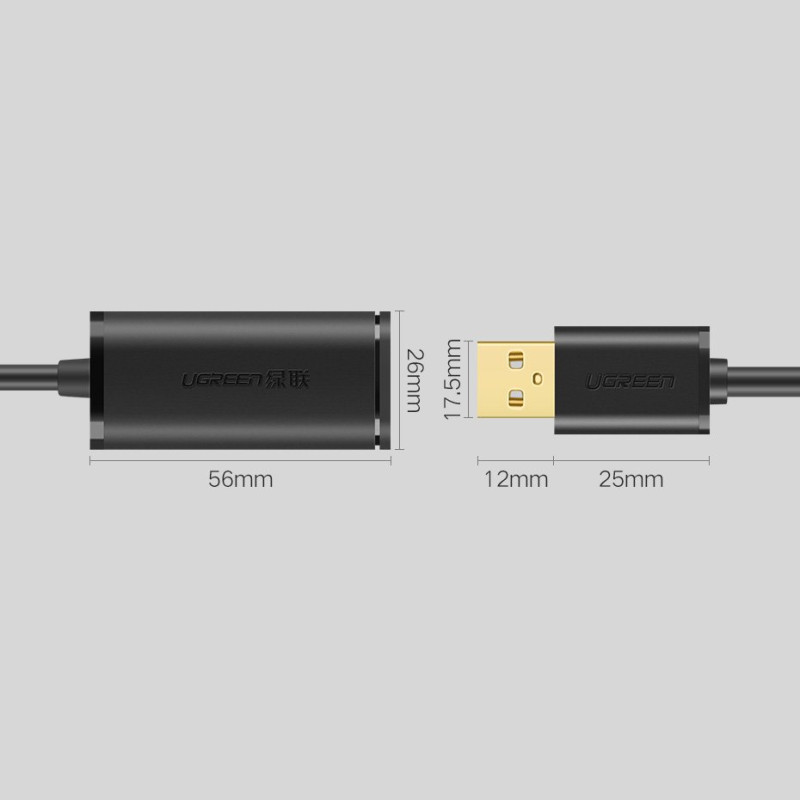 Prailginimo kabelis aktyvus USB 2.0 480Mbps 10m juodas