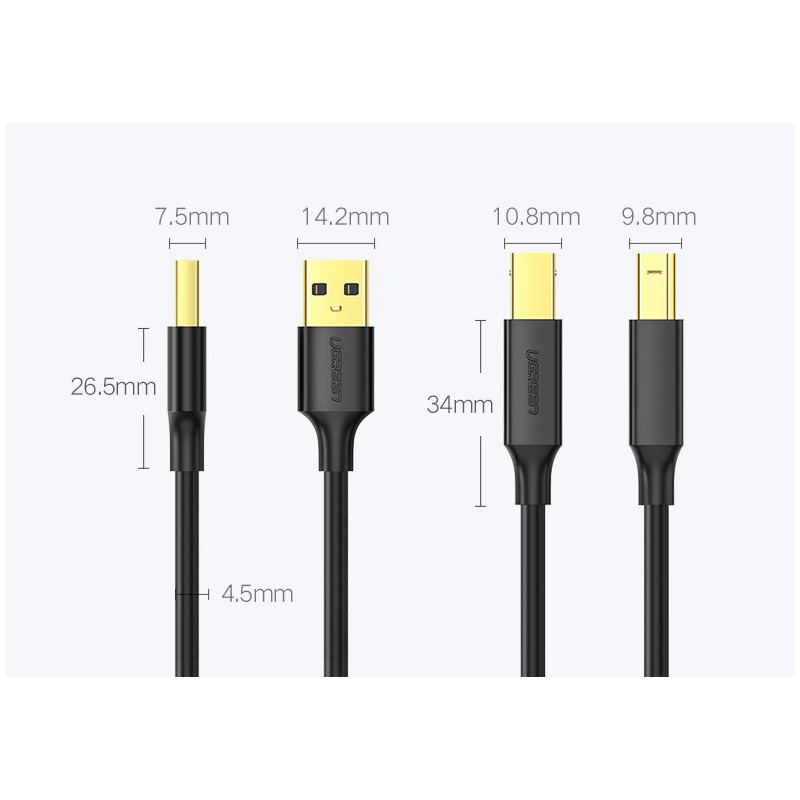 USB 2.0 - USB-B spausdintuvo laidas 1,5 m, juodas