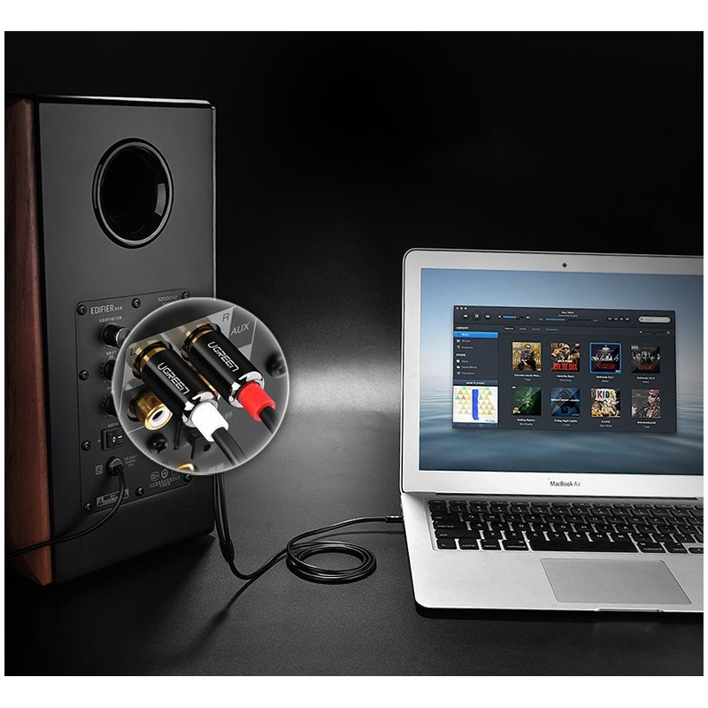 
Kabelio garso kabelis 3,5 mm mini lizdas - 2RCA 2m juodas
