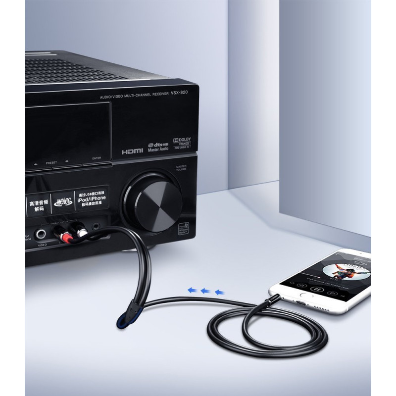 
Kabelio garso kabelis 3,5 mm mini lizdas - 2RCA 2m juodas
