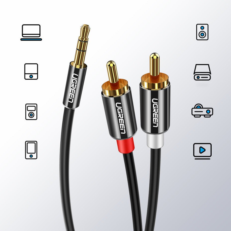 
Kabelio garso kabelis 3,5 mm mini lizdas - 2RCA 2m juodas
