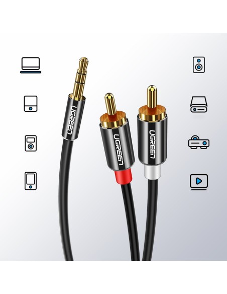 
Kabelio garso kabelis 3,5 mm mini lizdas - 2RCA 2m juodas
