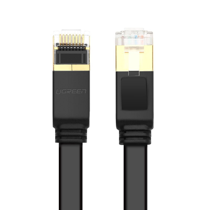 Plokščias pataisymo laido kabelis LAN tinklo kabelis STP RJ45 Cat 7 10Gbps 3m juodas