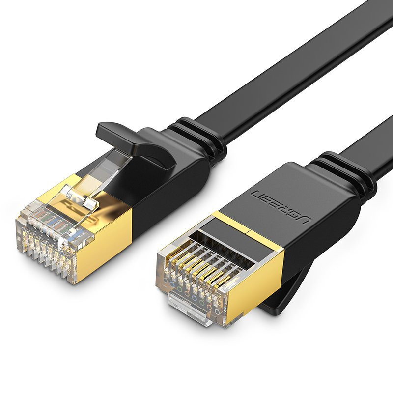 
Plokščias pataisymo laido kabelis LAN tinklo kabelis STP RJ45 Cat 7 10Gbps 10m juodas

