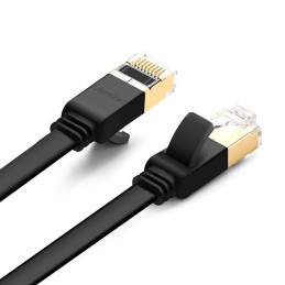 
Plokščias pataisymo laido kabelis LAN tinklo kabelis STP RJ45 Cat 7 10Gbps 10m juodas
