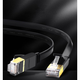 
Plokščias pataisymo laido kabelis LAN tinklo kabelis STP RJ45 Cat 7 10Gbps 10m juodas
