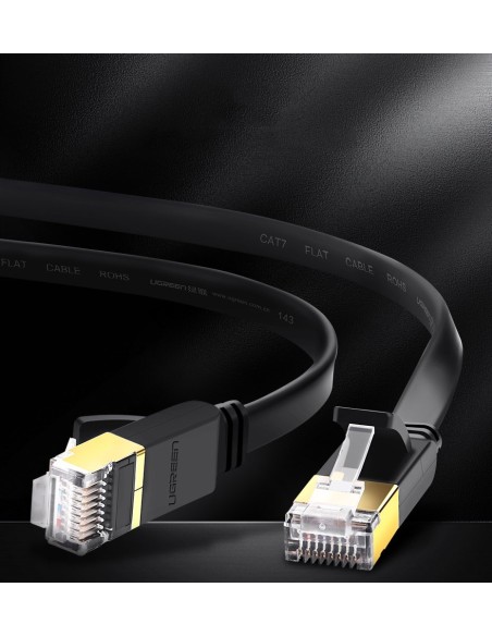 
Plokščias pataisymo laido kabelis LAN tinklo kabelis STP RJ45 Cat 7 10Gbps 10m juodas
