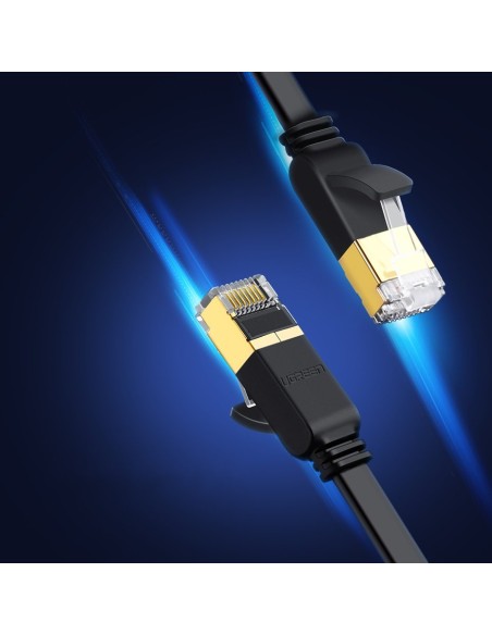 
Plokščias pataisymo laido kabelis LAN tinklo kabelis STP RJ45 Cat 7 10Gbps 10m juodas
